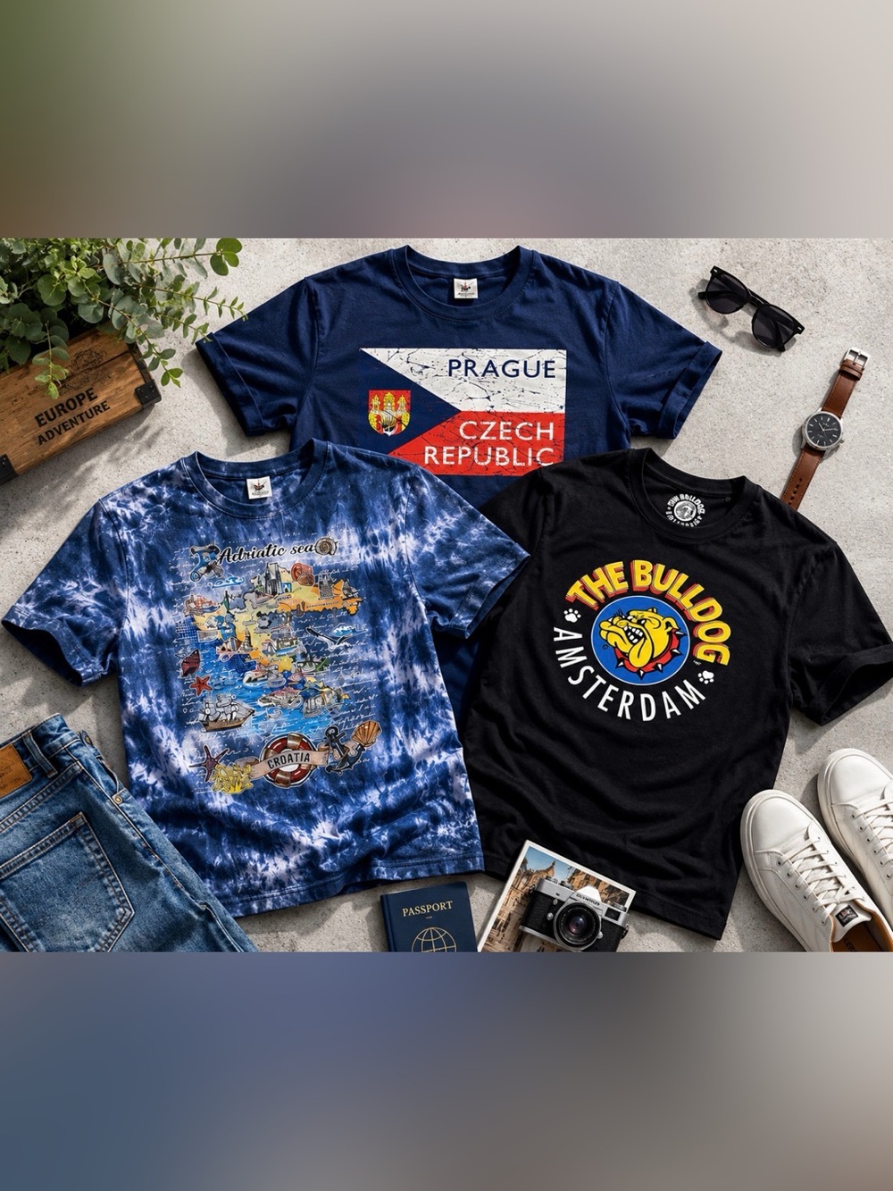 #29-Men’s 🇪🇺 European Travel Graphic T-Shirt Bundle Prague Croatia Amsterdam Tee
